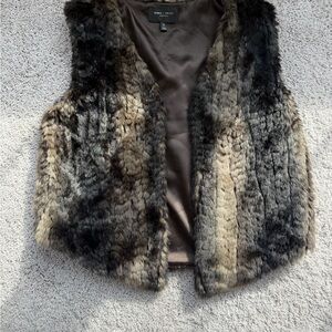 Romeo & Juliet Couture Faux Fur Vest in Black and Brown